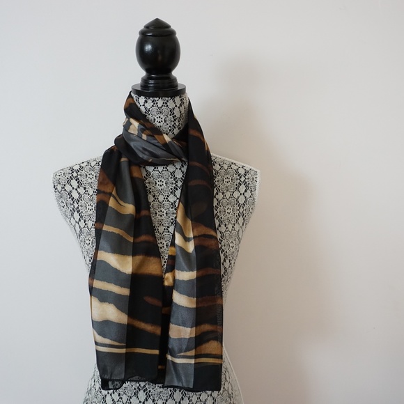 Careta Black and Brown Zebra Striped Oblong Scarf - Picture 2 of 5